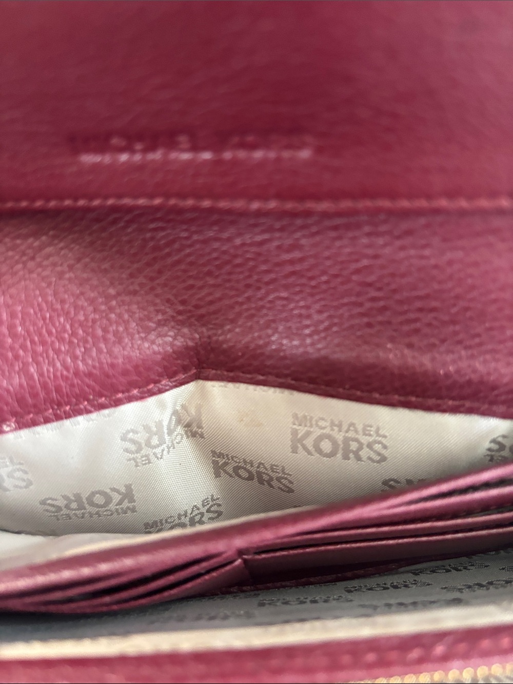 Michael Kors Burgundy Leather Wallet with Gold Plaque - Picture 11 of 15